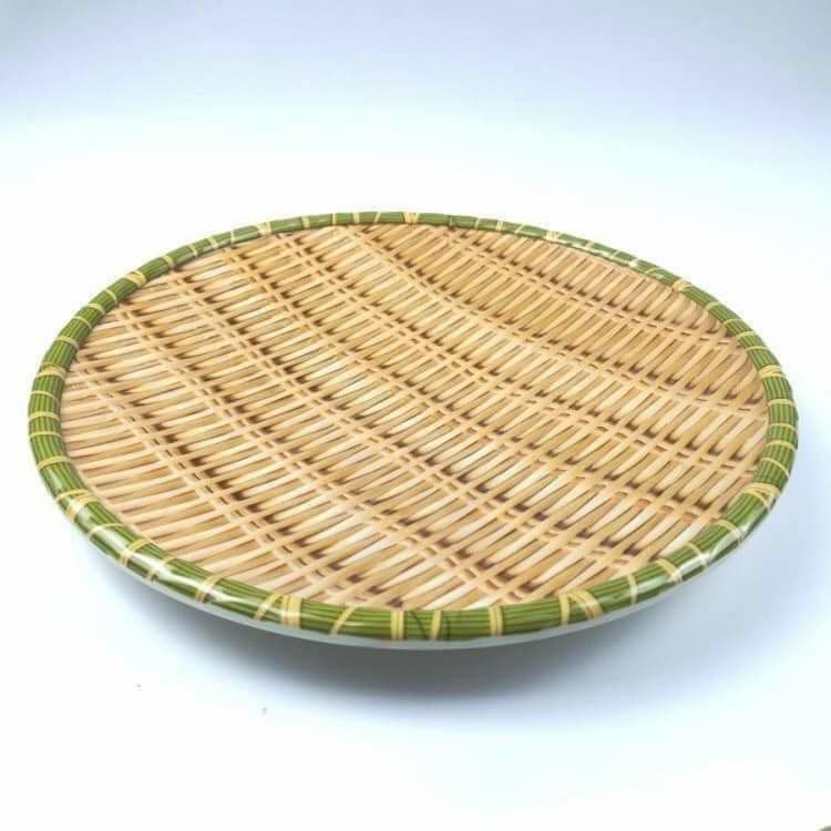 ĐĨA NHỰA GIẢ TRÚC ĐAN HÌNH TRÒN CAO CẤP 23cm